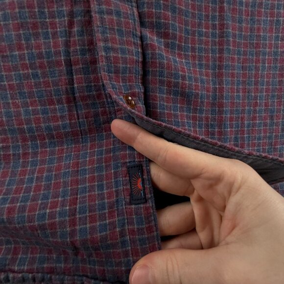 Faherty Flannel Soft Red Blue Check Button Up Shirt Long Sleeve Medium Cotton - Picture 11 of 15